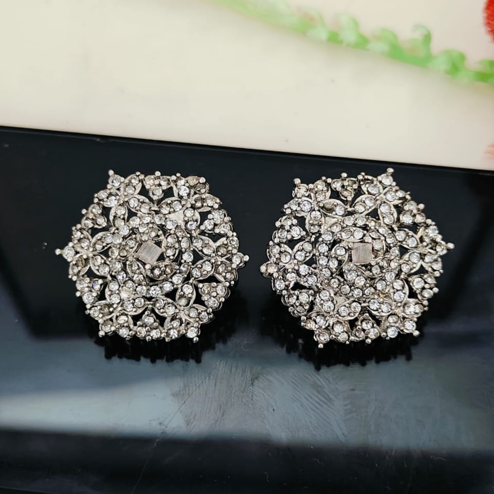 Elegant Silver Floral Earrings